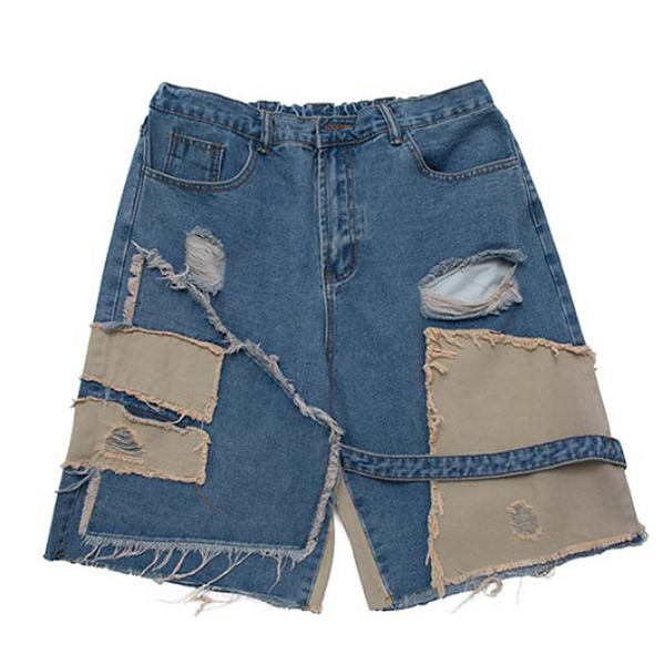 Fashionable Patches Design Denim 2Color 1/2 Pants (4691)