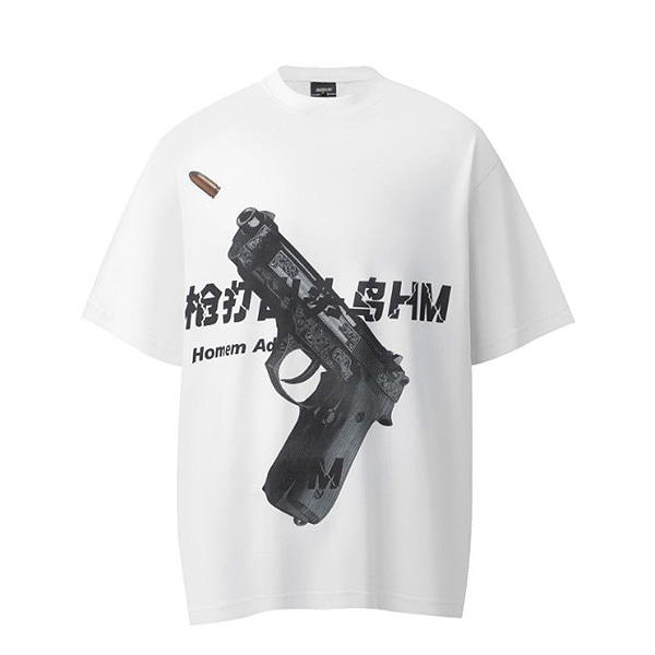Traditional Pattern Gun Bullet Lettering 2Color TEE (0646)