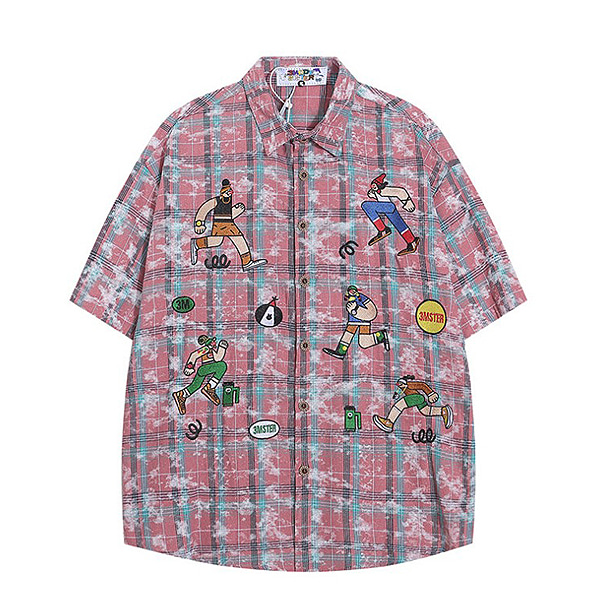 Moldy Check Running Embroidery 2Color 1/2 Shirt (0935)